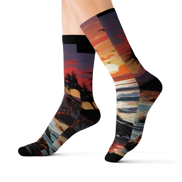 Tropical Sunrise Sunset Socks Premium Sublimated Print