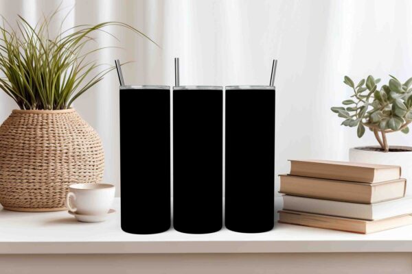 All Black Tumbler Wrap 20oz Skinny Tumbler Template Sublimation Instant Download in Canva JPG Sublimation Wrap Black Digital Tumbler Design