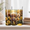 Highland Cow Sunflower Tumbler Wrap