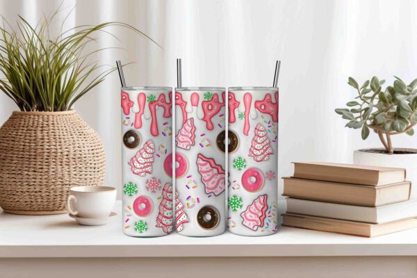 3D Pink Christmas Tree Tumbler Wrap