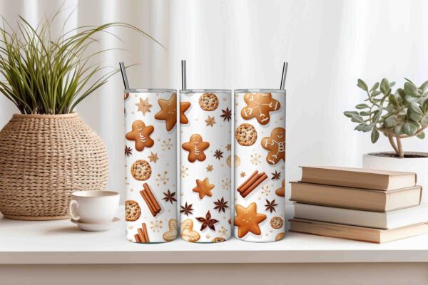 Gingerbread Cookies Tumbler Sublimation Design