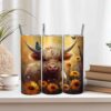 Highland Cow Digital Tumbler Wrap with Butterflies