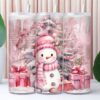 Pink Snowman Christmas 20 Oz Tumbler Wrap