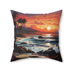 Tropical Sunrise Sunset Pillow Beach Throw Pillow