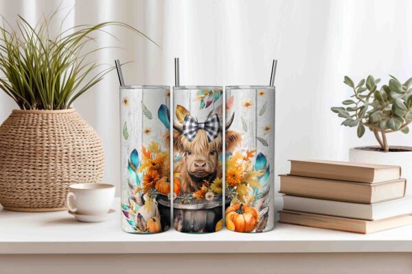 Baby Highland Cow in Bucket Tumbler Wrap