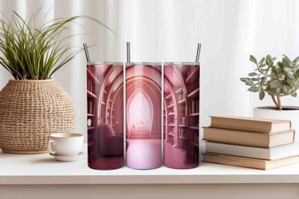 3D Bookshelf Tumbler Wrap