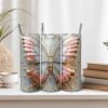 3D Pink Gold Butterfly Tumbler Wrap | 20oz Skinny Tumbler Sublimation Design JPG