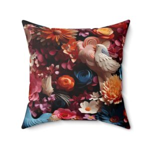 Dark Floral Print Throw Pillow