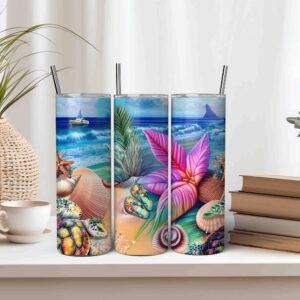 Beach Tumbler Wrap PNG