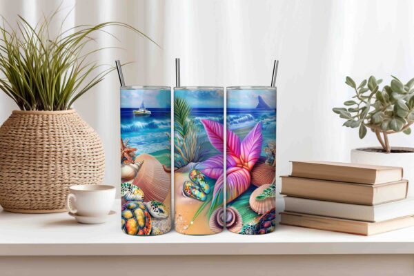 Beach Tumbler Wrap PNG