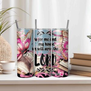 Bible Verse Tumbler Wrap As For Me and My House Tumbler Design