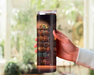 JPG Sublimation Tumbler Gift for Book Lovers Reading Room with Library Books Tumbler Design