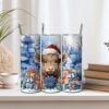 Cute Highland Cow Santa Hat Christmas Season Tumbler Print Use in Canva JPG Sublimation Print Tumbler Instant Download Digital Tumbler Wrap