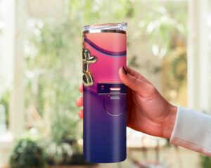 20oz Skinny Design Ombre Pink Purple Bag Tumbler Sublimation JPG Luggage Tumbler with Mug Wrap