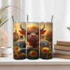 Highland Cow Tumbler Wrap with Sunflowers