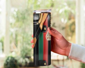 Red Green Black Luggage Tumbler Design with Keychain