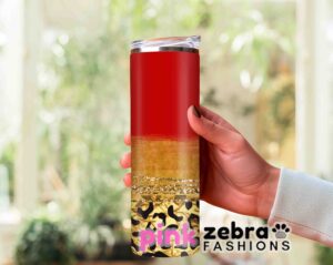 20 oz Skinny Tumbler Template Sublimation JPG Sublimation Tumbler Red Gold Black Tumbler Design