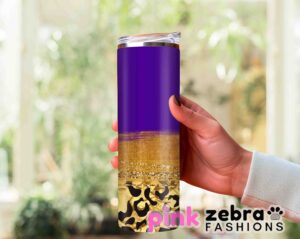 Black Gold Glitter 20oz Skinny Tumbler Template Sublimation Design JPG with Black Leopard Print