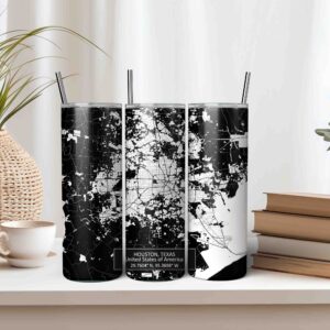 Map Tumbler Wrap of Houston Texas Sublimation Design JPG