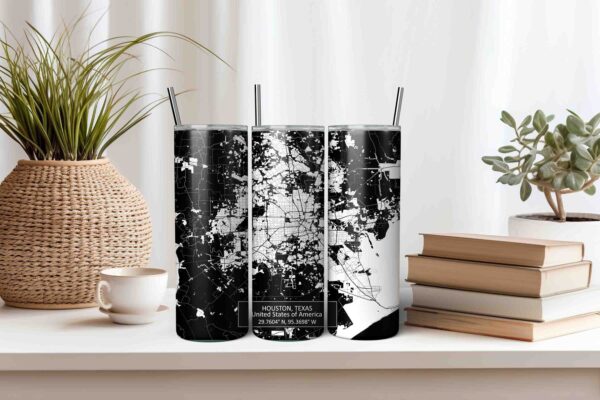 Map Tumbler Wrap of Houston Texas Sublimation Design JPG