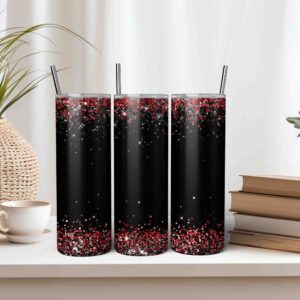 Midnight Black Tumbler Wrap with Red Glitter