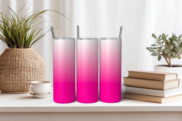 Ombre Pink White Tumbler Wrap PNG