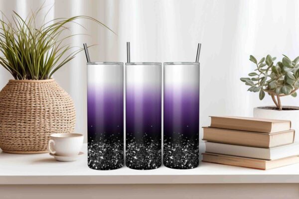 Ombre Purple Black Glitter Tumbler Wrap