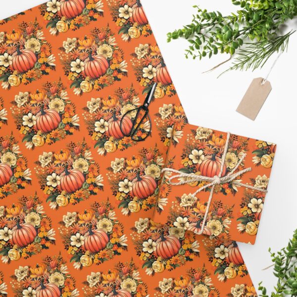 Retro Pumpkin Gift Wrap Paper Theme