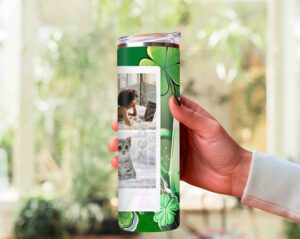 20oz Skinny Straight Tumbler Design Green Tumbler JPG Sublimation Tumbler Personalized Photo