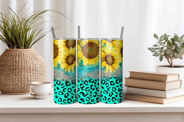 Teal Petal Sunflowers Tumbler Wrap