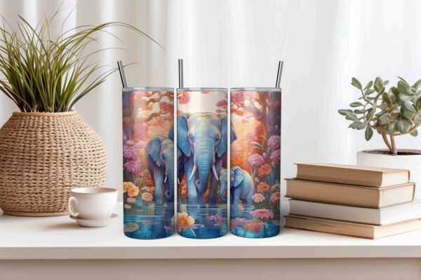 Watercolor Elephants Tumbler Wrap