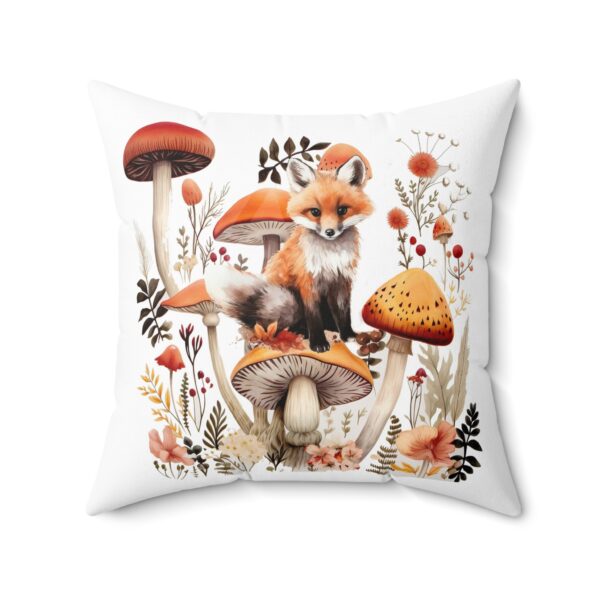 Watercolor Fox in Mushroom Patch Pillow